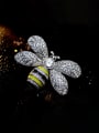 thumb Brass Cubic Zirconia Bee Cute Brooch 2