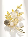 thumb Brass Freshwater Pearl Flower Dainty Brooch 1