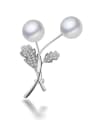 thumb Brass Imitation Pearl Flower Trend Brooch 0