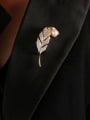 thumb Brass Cubic Zirconia Leaf Luxury Brooch 1