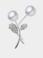 thumb Brass Imitation Pearl Flower Trend Brooch 3
