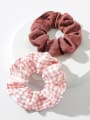 thumb Trend Fabric Plaid hair ring knitted hair ring set 2 pieces Hair Barrette/Multi-Color Optional 0
