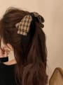 thumb Fabric Vintage Multilayer houndstooth preppy bow Hair Barrette 1