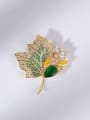 thumb Brass Cubic Zirconia Leaf Luxury Brooch 0
