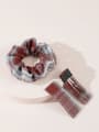 thumb Trend Fabric Grid 1 large intestine ring 2 hairpin set Hair Barrette/Multi-Color Optional 1