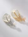 thumb Brass Cubic Zirconia Shell Feather Trend Brooch 0