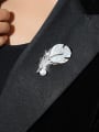 thumb Brass Cubic Zirconia Shell Feather Trend Brooch 1
