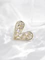 thumb Brass Cubic Zirconia Heart Minimalist Brooch 2