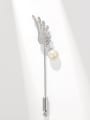 thumb Brass Cubic Zirconia Feather Dainty Brooch 0