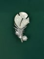 thumb Brass Cubic Zirconia Shell Feather Trend Brooch 2