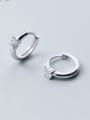 thumb 925 Sterling Silver Cubic Zirconia White Round Dainty Hoop Earring 0