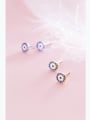 thumb 925 Sterling Silver Cubic Zirconia Blue Round Dainty Stud Earring 1