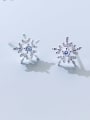thumb 925 Sterling Silver Cubic Zirconia White Dainty Stud Earring 0
