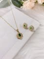 thumb Trend Irregular Brass Cubic Zirconia Earring and Necklace Set 0