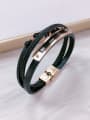 thumb Stainless steel Bead Leather Irregular Trend Bracelet 1