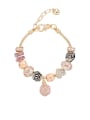 thumb Copper Alloy Rhinestone Pink Glass beads Irregular Luxury Charm Bracelet 0