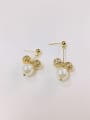 thumb Brass Imitation Pearl Bead Cage Trend Drop Earring 0