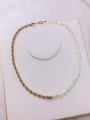 thumb Stainless steel Freshwater Pearl Irregular Minimalist Link Necklace 1