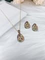 thumb Trend Religious Brass Cubic Zirconia Earring and Necklace Set 0
