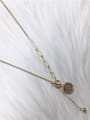 thumb Brass Freshwater Pearl Medallion Trend Link Necklace 0