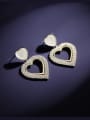 thumb Brass Cubic Zirconia Heart Trend Drop Earring 2