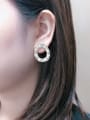 thumb Brass Rainbow Stone Cone Trend Stud Earring 1