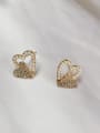 thumb Brass Imitation Pearl Heart Trend Stud Earring 0