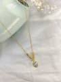 thumb Brass Cubic Zirconia White Heart Dainty Initials Necklace 0