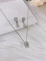 thumb Dainty Round Brass Cubic Zirconia Earring and Necklace Set 1