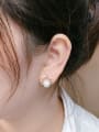 thumb Brass Imitation Pearl Oval Minimalist Stud Earring 1