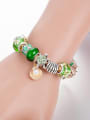 thumb Copper Alloy Rhinestone Green Glass beads Turtle Luxury Charm Bracelet 2