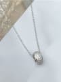 thumb 925 Sterling Silver Cubic Zirconia Round Dainty Initials Necklace 0