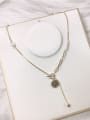 thumb Brass Freshwater Pearl Medallion Trend Link Necklace 1