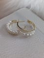 thumb Brass Imitation Pearl Round Trend Hoop Earring 2
