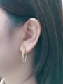 thumb Brass Imitation Pearl Cone Minimalist Hoop Earring 1