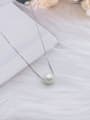 thumb 925 Sterling Silver Freshwater Pearl White Ball Dainty Locket Necklace 1