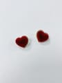 thumb Zinc Alloy Rhinestone Enamel Heart Trend Stud Earring 0