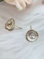 thumb Brass Shell Round Trend Stud Earring 1