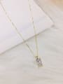 thumb 925 Sterling Silver Cubic Zirconia Square Minimalist Link Necklace 1