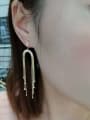 thumb Zinc Alloy Cubic Zirconia Tassel Trend Threader Earring 1