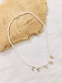 thumb Brass Imitation Pearl Letter Trend Necklace 0