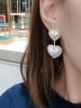 thumb Brass Freshwater Pearl Heart Minimalist Drop Earring 1