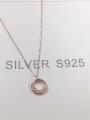 thumb 925 Sterling Silver Cubic Zirconia Round Dainty Initials Necklace 0