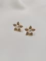 thumb Brass Imitation Pearl Flower Trend Stud Earring 0