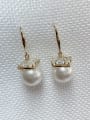 thumb Brass Imitation Pearl Round Trend Hook Earring 0