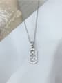 thumb 925 Sterling Silver Cubic Zirconia Geometric Dainty Initials Necklace 0