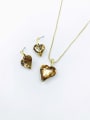 thumb Minimalist Heart Zinc Alloy Glass Stone Brown Earring and Necklace Set 0
