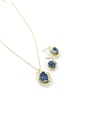 thumb Zinc Alloy Trend Irregular Glass Stone Purple Earring and Necklace Set 0