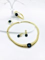 thumb Zinc Alloy Luxury Glass Stone Blue Ring Earring Bangle And Necklace Set 0