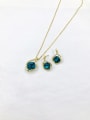thumb Zinc Alloy Trend Glass Stone Blue Earring and Necklace Set 0